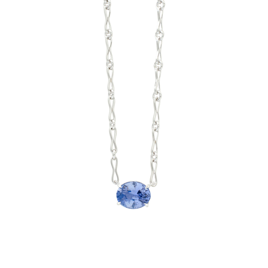 Oval Blue Sapphire Everyday Necklace