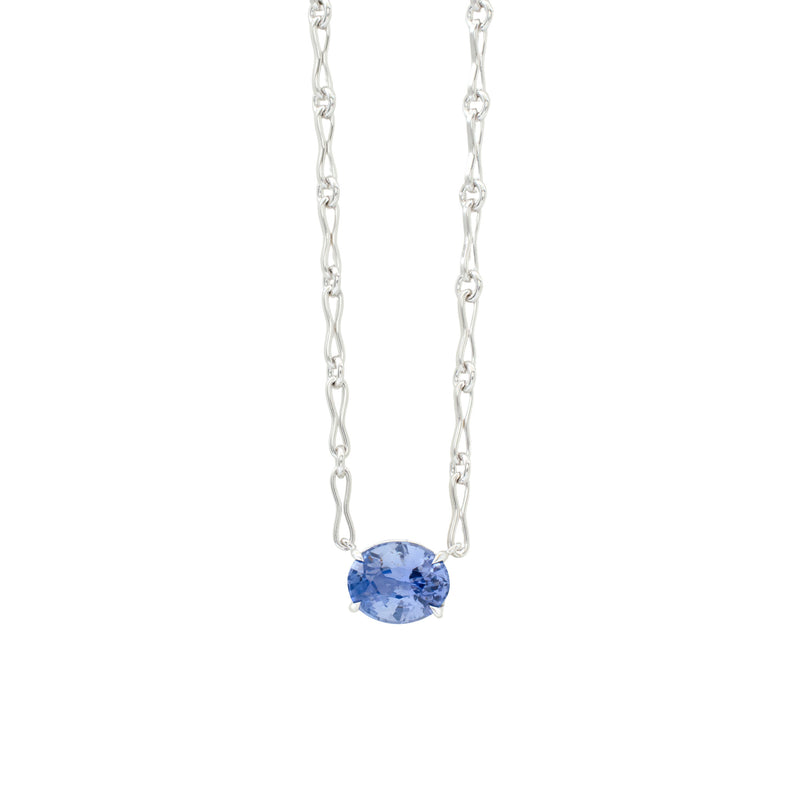 Oval Blue Sapphire Everyday Necklace