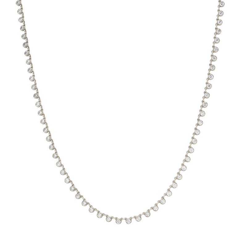 Diamond Fringe Necklace White