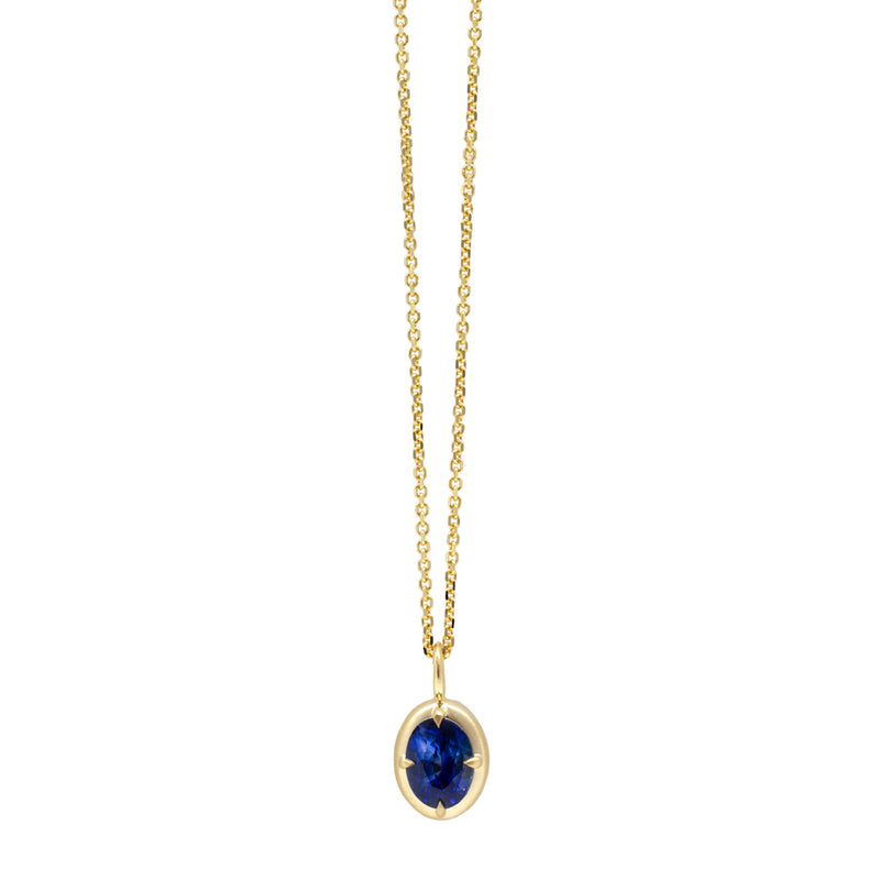 1.24ct Rich Blue Sapphire F Bezel Pendant