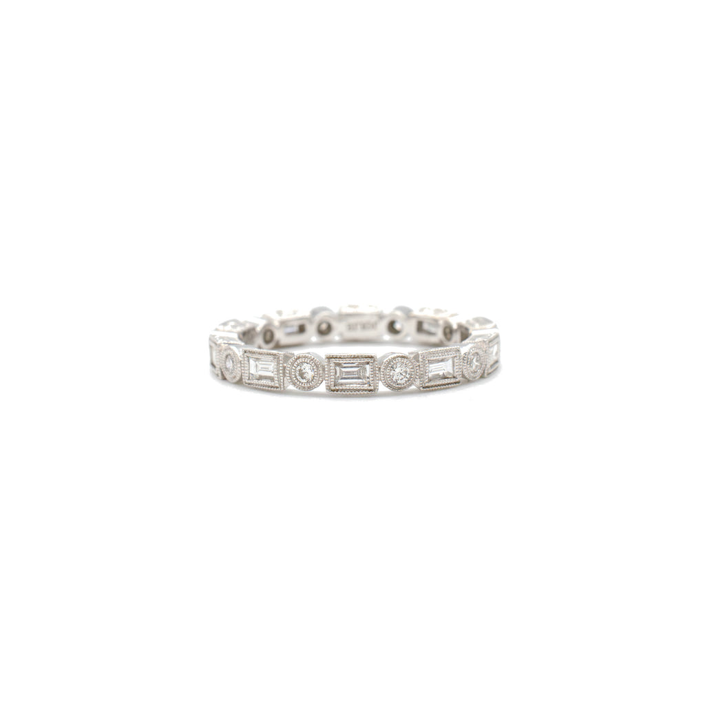 Baguette & Round Band in White