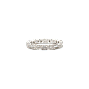 Baguette & Round Band in White