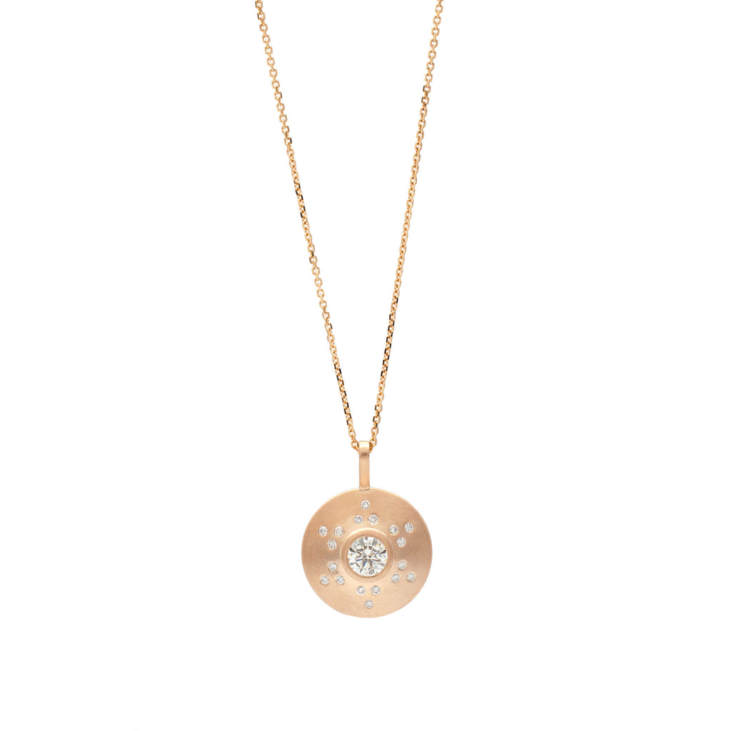 Diamond Pattern Disc Pendant Rose