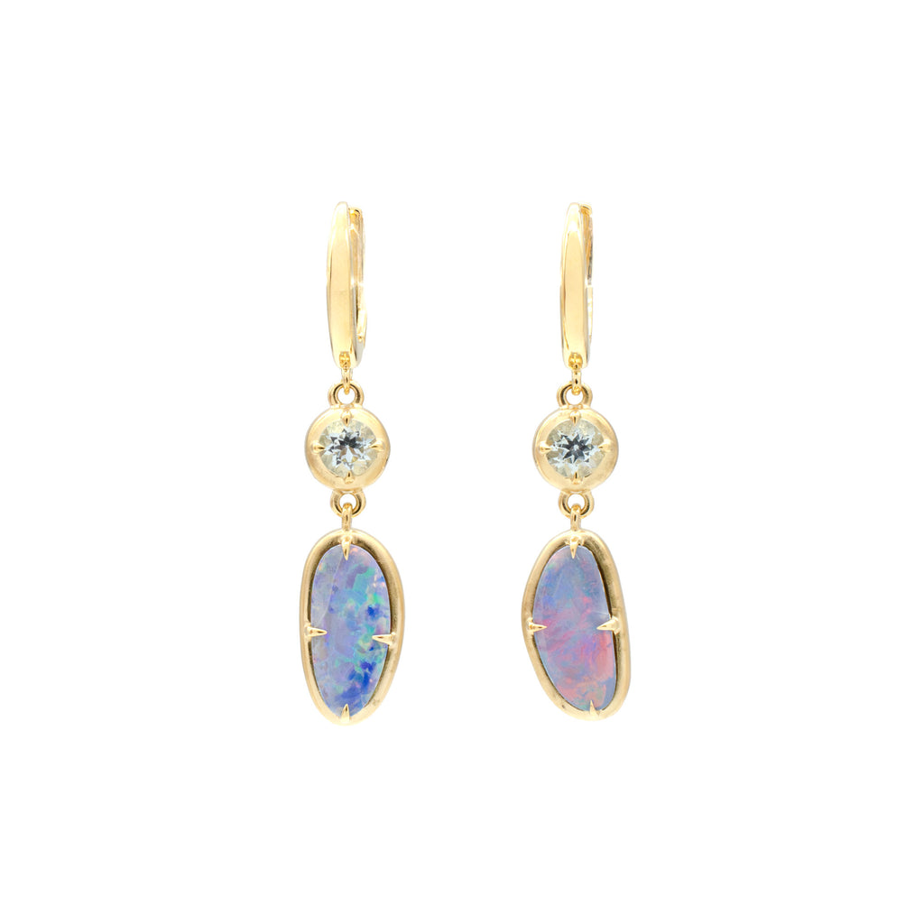 Aqua & Opal F Bezel Dangles