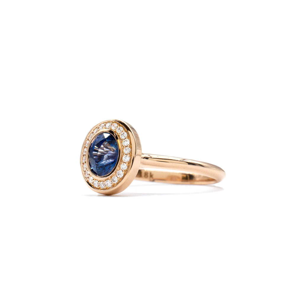 1.16ct Blue Sapphire Halo Ring