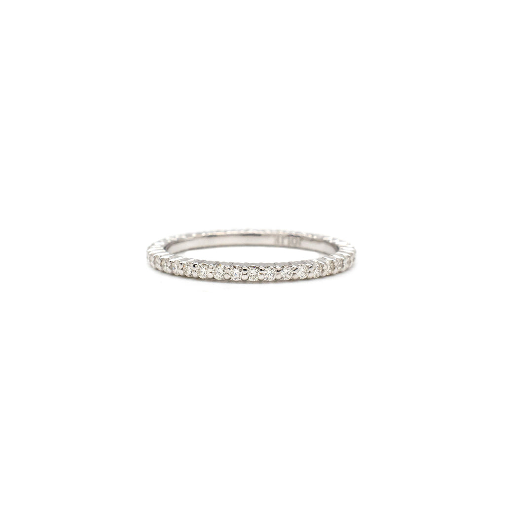 Tiny Shared Prong Ring in White