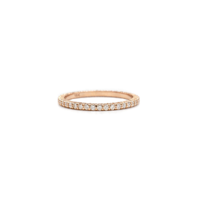 Tiny Shared Prong Ring in Rose